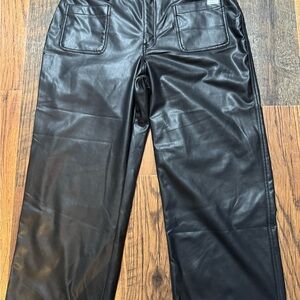 Maurices Black Faux Leather Wide Leg Pants